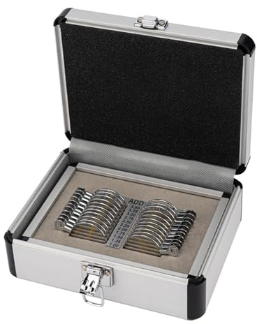 Coffret de 22 lentilles d'essai ophtalmiques avec étui de rangement en aluminium pour une protection optimale - Outils professionnels pour les tests de la vue en optométrie