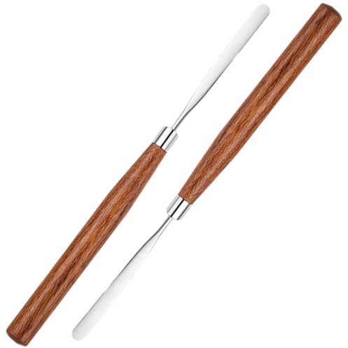ARTSEWPLY 2 Pcs Natural Rosewood Makeup Stirring Sticks Cosmetic Spatula Mixer for Foundation and Liquid Makeup, Portable Long Cosmetic Mixing Rods for Precise Application and Beauty Use