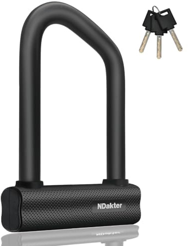 NDakter Bike Lock, 18mm Heavy Duty Bike D Lock with 3 Keys, Anti Theft Bicycle Lock for Electric Escooter, E Bike, Road Bike Lock Sturdy