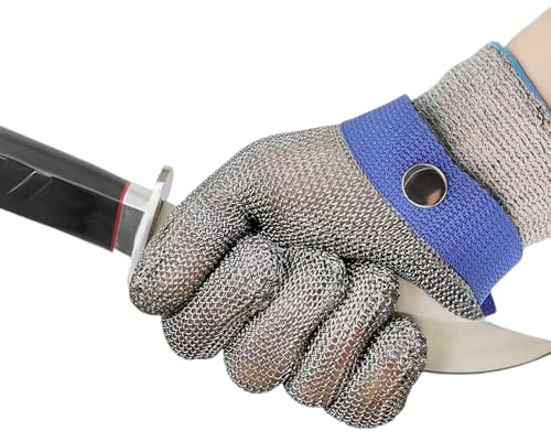 Kivner Avskurna handskar nivå A9 - maximalt skydd, HPPE-förstärkt rostfritt stål, antibakteriellt och flexibelt för kök, slaktning, DIY och arbete (S)