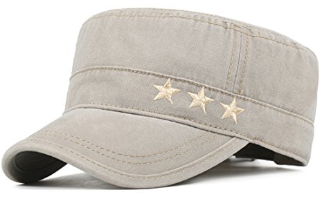 Kuyou Vintage Schirmmütze Baseball Kappe Army Military Cap Mütze (Beige)