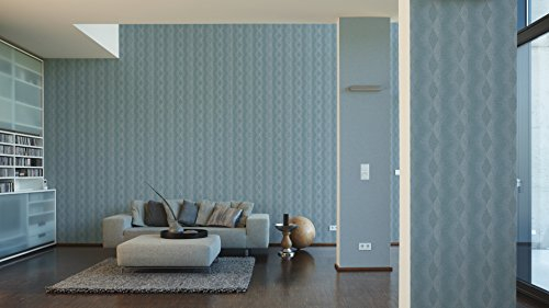 A.S. Création Vliestapete Life 4 Tapete im Retro Design Retrotapete 70er Jahre Style 10,05 m x 0,53 m blau weiß Made in Germany 356042 35604-2, Blau, Weiß