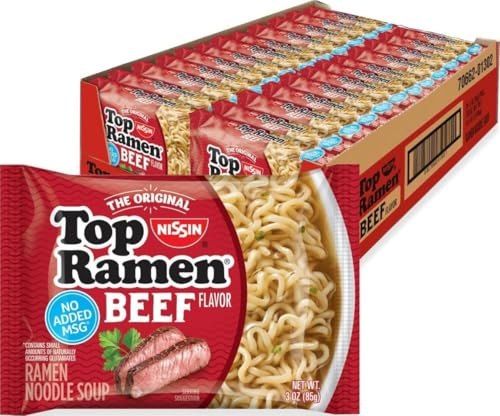 Nissin Top Ramen – Soupe de nouilles au bœuf, 85 g (lot de 24)