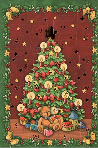 Adventskalenderkarten 5 Stück Nostalgie Weihnachten Grußkarten Goldprägung Kunstkarte