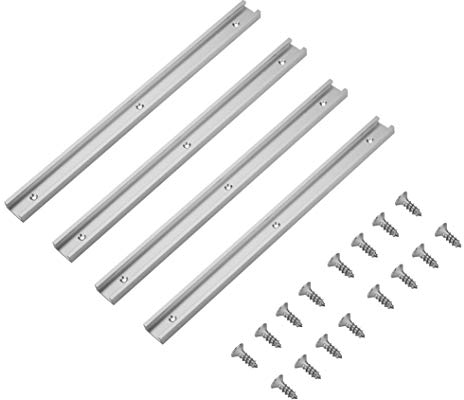 4 Stück 400mm 30 Typ T-Track T-Slot Aluminiumlegierung T-Schiene Holzbearbeitung T-Nut Gehrungsschiene mit Selbstschneidenden Schrauben für Holzbearbeitung für Router Tischsäge - Siliver