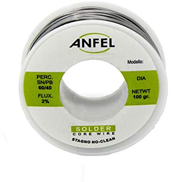 FILO STAGNO BOBINA STAGNO IN ROCCHETTO 60/40 100GR. 1MM PER SALDARE SALDATURA LABORATORIO SUPER SOLDER QUALITY - NO CLEAN - AUTOSALDANTE - CON FLUSSANTE - (1mm 100gr)