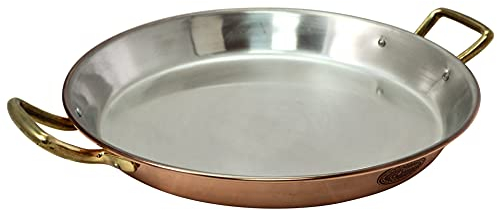 Copper Garden Paella Pfanne 24 cm mit Griffen für 2-3 Personen I Mit Zinn beschichtete Pfanne aus Kupfer zur idealen Wärmeleitung/-verteilung I Platzsparende & langlebige Paellapfannen