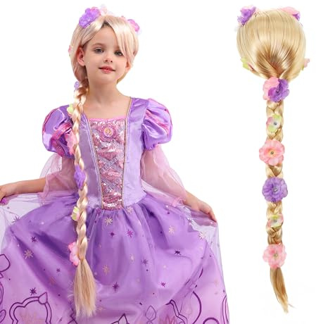 Sincere Party Mädchen Prinzessin Perücke,Rapunzel Zöpfe Blonde Perücke für Mädchen Halloween Party,Dress Up Rollenspiel