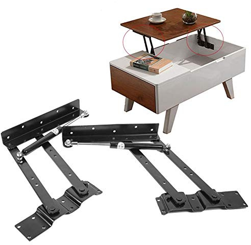 Ejoyous Charnière Hydraulique pour Table Basse, Mécanisme de Plateau Relevable 50 Kg, Paire de Charnières à Ressort Pliantes
