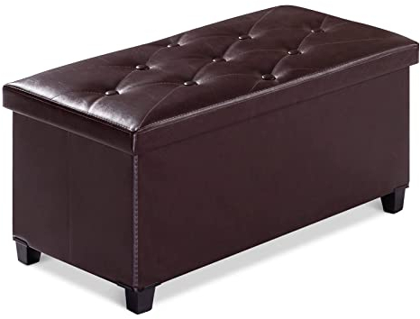 BRIAN & DANY Sitzbank mit Stauraum, Faltbar Sitzhocker mit Beinen, sitztruhe hocker mit stauraum, für Wohnzimmer Schlafzimmer Flur, Braun, 76 x 38 x 38 cm