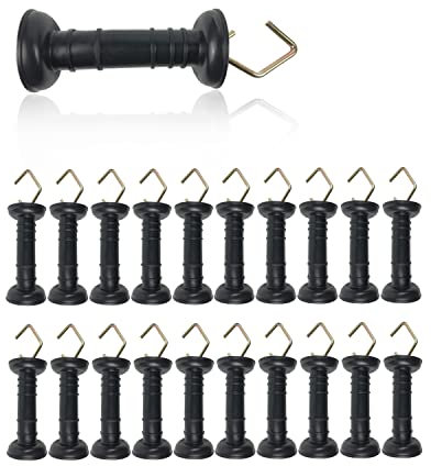 MYOYAY 20xElectric Fence Gate Handle Heavy Duty Insulated Spring Gate Handle with Spring Tension Limiter and Large Attached Hook Electric Fence Arch Hook Gate Handle for Electric Fence Pasture Gates