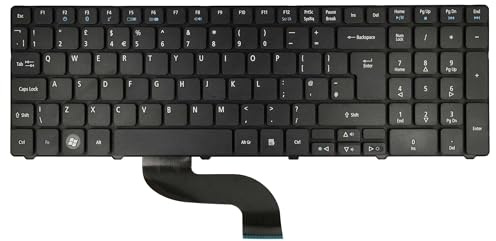 vhbw Tastiera Keyboard QWERTY sostituisce Acer NSK-H5R1D, 491274-B31, 9J.N8682.R1D, 490267-B31 per Notebook - Nero, con tastierino numerico