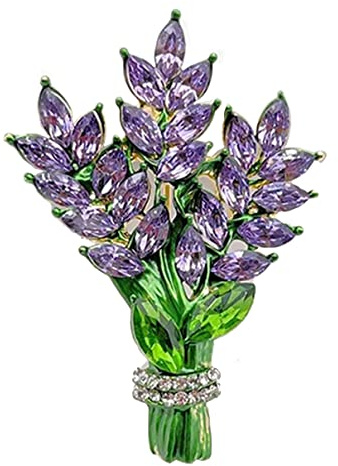 GFM® Women's Small Size Sparkly Rhinestone Lavender Flower Bouquet Ladies Brooch Pin - Christmas, Birthday Mothers day - (EXC)(BRCH-Lavender)