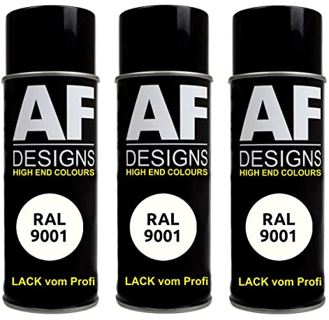 Alex Flittner Designs Lackspray RAL 9001 CREMEWEISS glänzend 3x 400ml Spraydose Buntlack Autolack