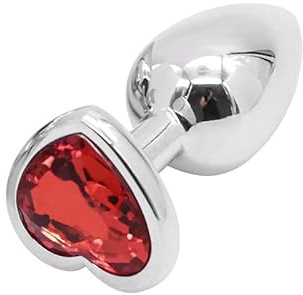 Naughty Drawer - Heart Shaped Butt Plug, Heart Butt Plug, Anal Butt Plug, Anal Trainer, Black Velvet Pouch, Jeweled Anal Plug in Smooth Cool Stainless Steel, BDSM, Jewel Plug, Adult Toys