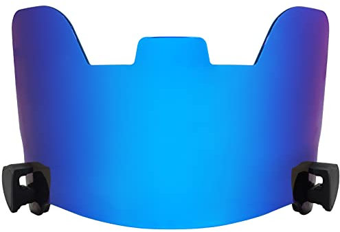 Visiera da calcio blu, visiera per casco da calcio per adulti e giovani, visiera con clip per visiera da calcio, visiera anti-appannamento, visiera da calcio facile da installare per casco da calcio