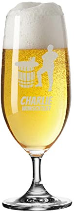 LUXENTU Bierglas mit Gravur, Biertulpe Pils-Glas, 360 ml, Persönliche Lasergravur mit Name & Kneipen-Motiv, Stammtisch