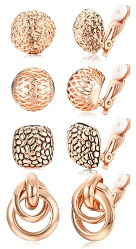 Kakonia 4Paar Clip auf Ohrringe für Damen Mädchen Hypoallergen Creolen Ohrclips Ohne Ohrlöcher Klips Ohrringe Set Modeschmuck Geschenk