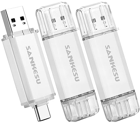 SANKESU 64GB USB Stick 3.0 USB C Flash-Laufwerke USB-A & Typ-C OTG Speicherstick, Dual Memory Sticks für PC/Tablet/Laptop/Typ C Handy(3pack)