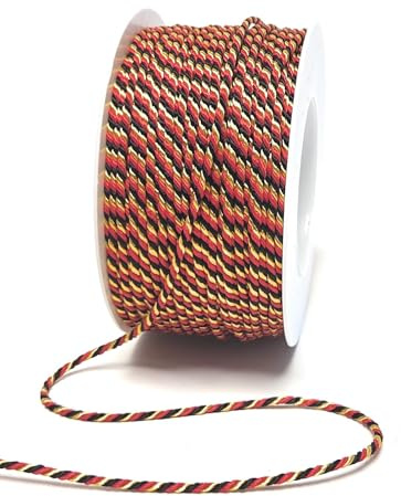 s.dekoda Kordel 50m x 2mm Schwarz - Rot - Gelb Drehkordel Dekoband Kordelband Kordelschnur Deutschland BRD