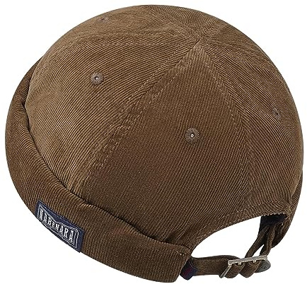 CLAPE Casquette sans Visiere Homme Femme Corduroy Docker Hat Cap Bonnet de Docker Marin Rolled Cuff Brimless Hat Bonnet Breton Brown HBH01