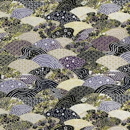 Jukway Bomullstyg, metervara, 50 cm x 145 cm, 100 % bomull tyger för sömnad, bronserande gyllene mönster, tyg, metervara, bomull, quiltning, gör-det-själv-dekoration, hantverk (04 mönster, lila)