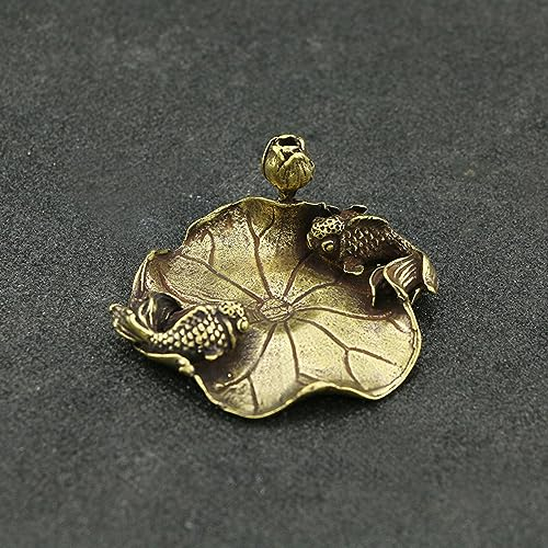 Tier-Messing-Dekor, 6,2 x 2,5 cm, antikes Kupfer, antikes Messing, Briefbeschwerer, Lineal, Stifthalter, Stifthalter, Lotusblatt, Fisch, kleine Ornamente, Lernbedarf, antikes Kupferschnitzerei