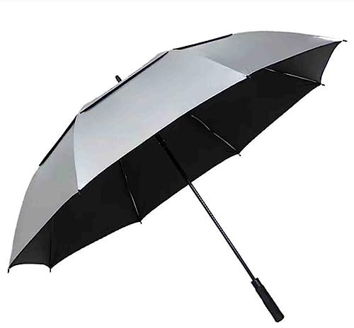 YXZYFPP Golf-Regenschirm, supergroßer Sonnenschutz-Regenschirm, Titan-Silber-Kleber, Sonnenschutz, Langer Griff, Verstärkung, übergroße belüftete Regenschirme für 2–3 Männer (51inch)