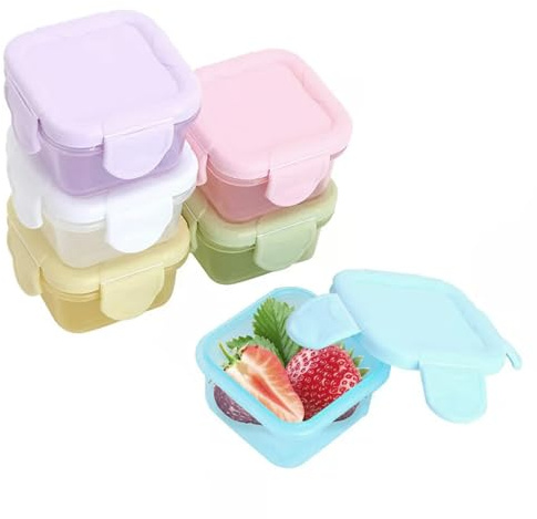 VIKY 6 Stück Kleine Dosen mit Deckel Plastik, 60ml Mini Dosen, Kleine Tupperdosen mit Deckel, Wiederverwendbar Frischhaltedosen, Salatdressing Behlter, Mikrowellengeeignet