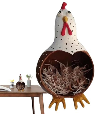 Organizador de huevos, Simpático estante para recoger huevos con diseño de pollo, cesta para recoger huevos, porta decoraciones para el hogar para casa, granja, escuela, cocina,