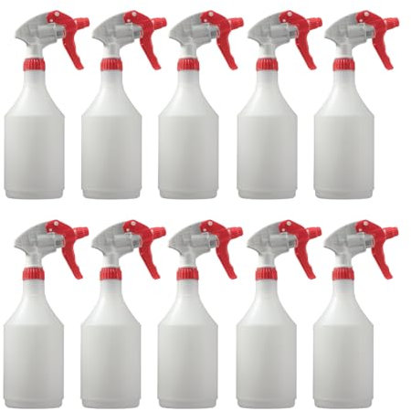 Avern Large 750ml Spray Bottles Plastic For Cleaning Solutions Gardning & Home Use Gardening, Plant, Water, Durable Trigger Sprayer, Refillable Mist Spray Bottle Heavy Duty (Red, 10 Pack)