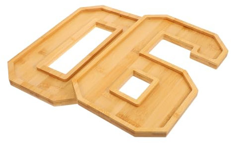 COLLBATH 1 Set Number 60 Charcuterie Tray Fillable Large Capacity Wooden Serving Platter for Birthday Anniversary Romantic Number Shape Food Tray for Snacks and Fruits