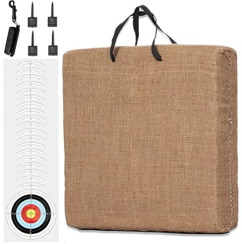 S F Archery Targets for Backyard with 20 pcs Archery Paper Targets and Arrow Puller Target Nail, Water Proof Straw Target for Youth Beginner Adult Outdoor Shooting Practice