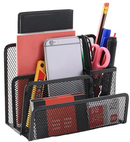 Schreibtisch Organizer, Briefständer Mit 3 Fächern, Ordner-Organizer Für Den Schreibtisch, Schreibtisch-Akten-Organizer Vertikal, Schreibtisch-Aktenordner Aus Metallgeflecht, Aufrechter Aktensortierer