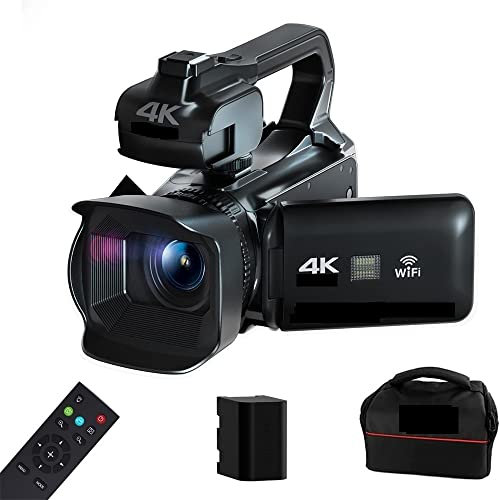 Caméscope numérique Caméscope 4K à mise point automatique Zoom 18X Caméra vidéo numérique 64MP for le streaming Webcam Time-lapse 4quot;Enregistreur à écran tactile Capturez chaque instant de manière