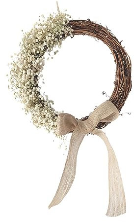 Ciieeo Gypsophila-Kranz Rattan 25 cm Durchmesser Trockene Blumengirlande Heimdekoration Für Tür Party