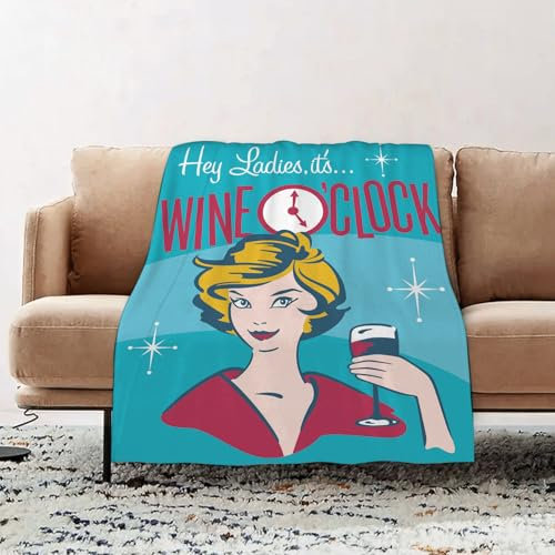 EOMKSE Fleece Blanket Sofa Throw - Versatile Blanket Fluffy Soft Throw for Bed and Couch Throw,Beautiful woman drinking wine with glass of wine,39x51in