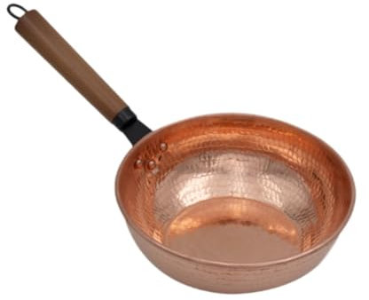 Baoblaze Kupfertopf, Suppentopf, Durchmesser 9 Zoll, Butterwärmer aus Kupfer mit Griff, kleines Kochgeschirr, Suppentopf, Stielkasserolle zum Kochen in der, Flacher Griff