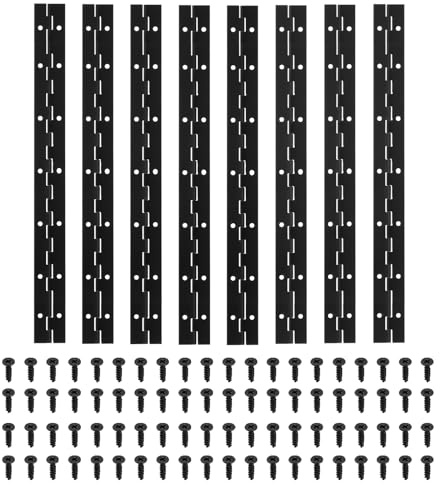 PATIKIL 14x1.2 Inch Piano Hinge,8 Pcs 304 Stainless Steel Continuous Hinge with Holes for Piano Gate Door Wooden Storage Box Cabinet Boat,Black