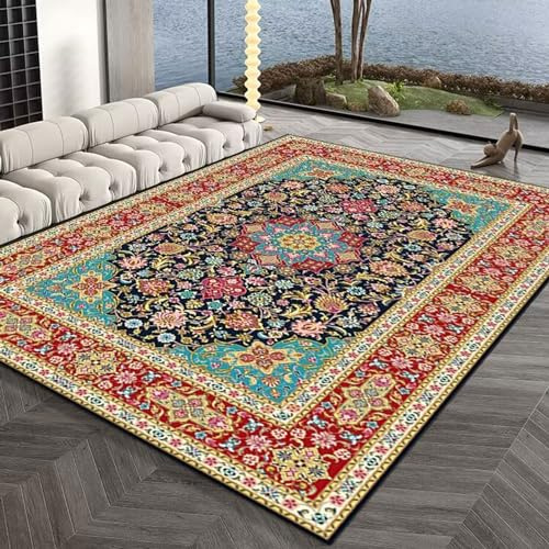 SBJKLYRN Carpeting Dining Room Kitchen Mat Bedroom Carpet Soft Touch Rug Colourful Patchwork Vintage Design Washable Rugs For Living Room Home Decor(Pattern 08,60 * 90cm)