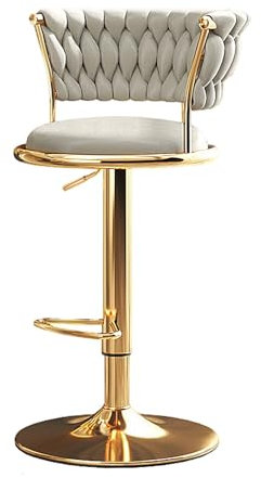 Barhockerss Höhenverstellbar, 360° Drehbarer Barstuhl mit Rückenlehne, 79-99cm Höhenverstellung, für Den Einsatz in Bars Küchen Restaurants Cafés 6 Farben(Beige+Gold)