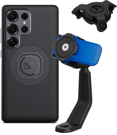 QUAD LOCK Spiegelarm Handyhalterung für Motorrad mit Vibrationsdämpfer und MAG Hülle für Galaxy S25 Ultra