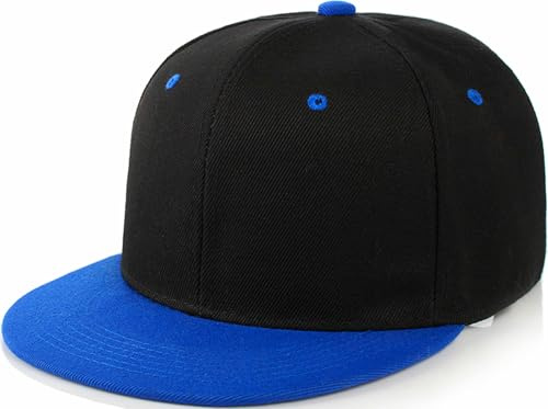 YeeHeen Casquette snapback à visière plate réglable Hip Hop Casquette de baseball pour homme et femme, Noir et bleu foncé, taille unique