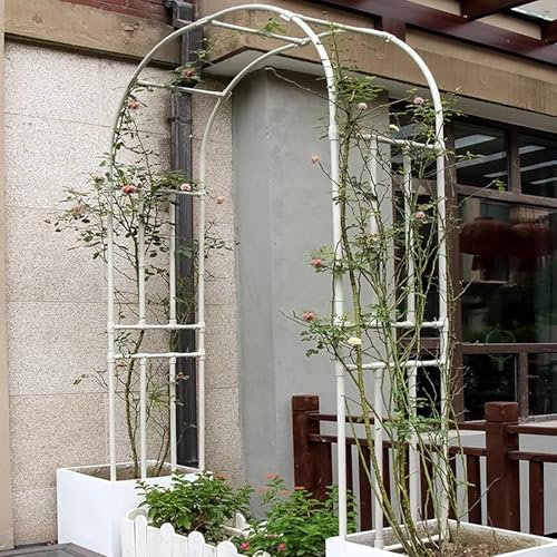 Arche de jardin robuste – Cadre en acier galvanisé, arche de mariage facile à assembler pour plantes grimpantes et décoration extérieure, 180 cm, parfaite pour les mariages et événements (blanc)