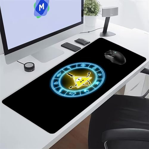 Tapis de Souris Gaming XXL 800x300x3 mm Grand Tapis de Souris de Jeu Tapis de Bureau Grande Taille avec Base Anti-érapante et Bords Cousus Extra Large Gamer Mouse Pad (Noir Bleu Jaune)