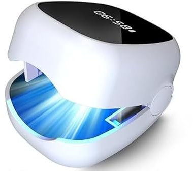 Dispositivo de Limpieza de Hongos en Uñas, Dispositivo de Tratamiento AntimicóTico de UñAs con VisualizacióN de la Hora, Recargable, 4 x 500 nm y 2 x 950 nm, 7 minutos al día Tratamiento