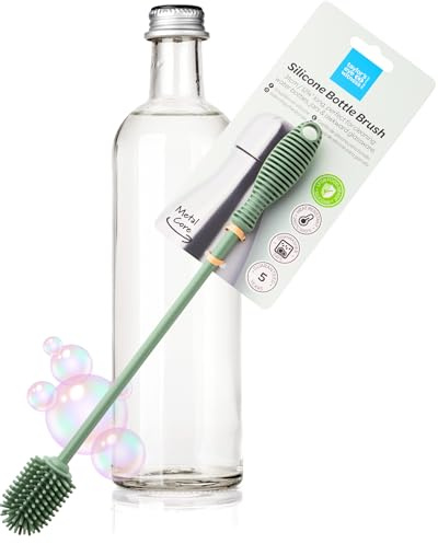 Taylor's Eye Witness Silicone Bottle Brush - 31cm Bottle Cleaner For Water Bottles, Baby Bottles, Sports Bottles. Long Handle & Thick Bristles For Cleaning Narrow-Neck Vases, Cups, Glassware. Sage