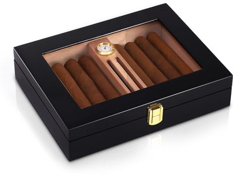 Humidor Aufbewahrung für 10-18 Zigarren aus Zedernholz, elegante Box mit Premium-Material