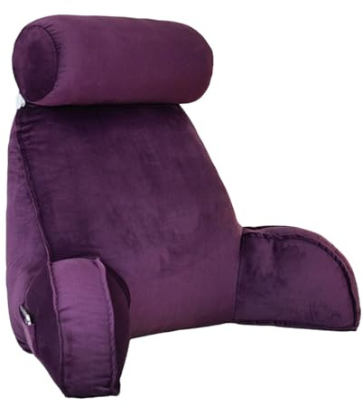 Miaogoo Lesekissen für Bett und Erwachsene, Kuschelkissen mit Nackenrolle, Arm-Rückenstütze, Couch, Bodenbett, Sitz, Rückenlehne, Kissen zum Entspannen, Fernsehen (lila, 75 x 55 cm)