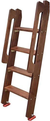 1pcs Wooden Twin Loft Bed Ladder with Handrails - 49.2/59 Inch, 330lbs Capacity for RV Bunk Beds and Elderly(Brown,4 Step 125cm)
